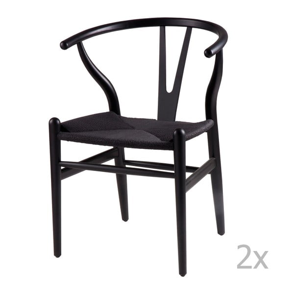 2 juodų medinių valgomojo kėdžių rinkinys "sømcasa Ada