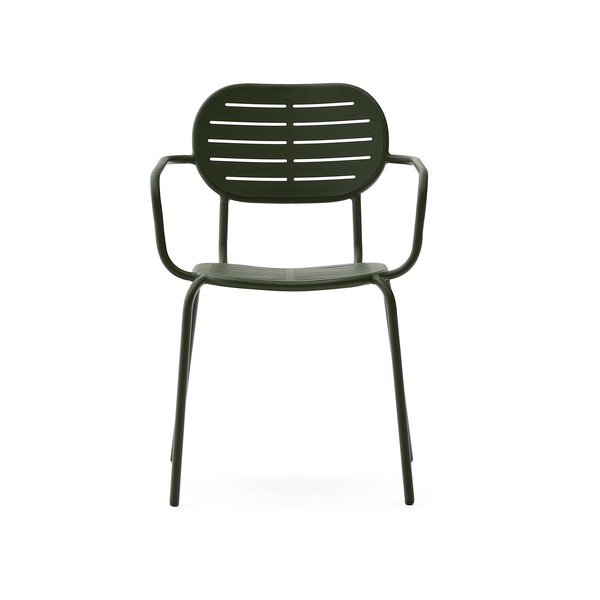 Tamsiai žalios spalvos metalinė sodo kėdė Brai – Kave Home-image-2