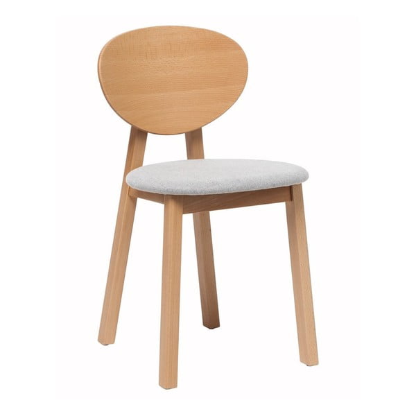 2 bukmedžio medienos valgomojo kėdžių su pilka sėdyne rinkinys Bonami Selection Milo