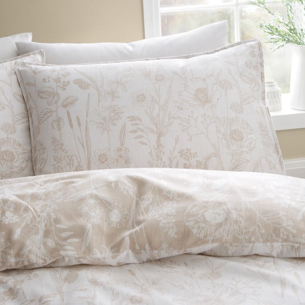 Iš flanelės viengulė patalynė smėlio spalvos 135x200 cm Floral Toile – Bianca-image-3