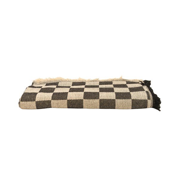 Lovatiesė juodos spalvos/smėlio spalvos dvigulei lovai 240x240 cm Black Checkerboard – Really Nice Things-image-2