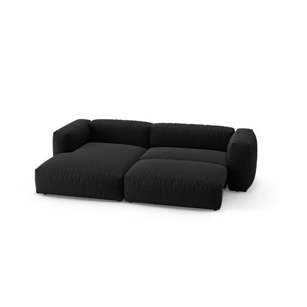 Juodos spalvos sulankstoma modulinė kampinė sofa (su kairiuoju kampu/su gultu) – Micadoni -image-3