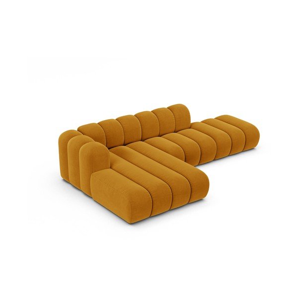 Kampinė sofa geltonos spalvos (su kairiuoju kampu) Lupine – Micadoni Home-image-2