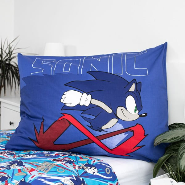 Mėlynos spalvos iš medvilnės viengulė vaikiška patalynė 140x200 cm Sonic "Let´s go" – Jerry Fabrics-image-3