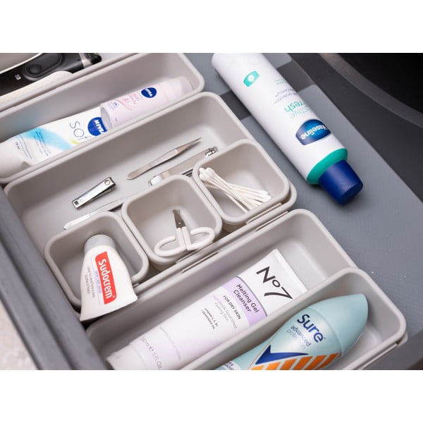 Pilki plastikiniai stalčių organizatoriai, 8 vnt. - Addis-image-1