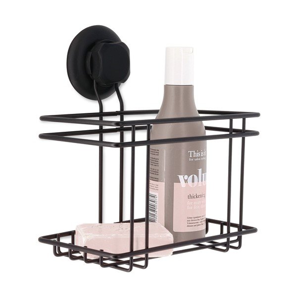 Juodos spalvos savaime prisitvirtinanti sieninė vonios kambario lentyna Compactor Bestlock Black Utensils Holder-image-1
