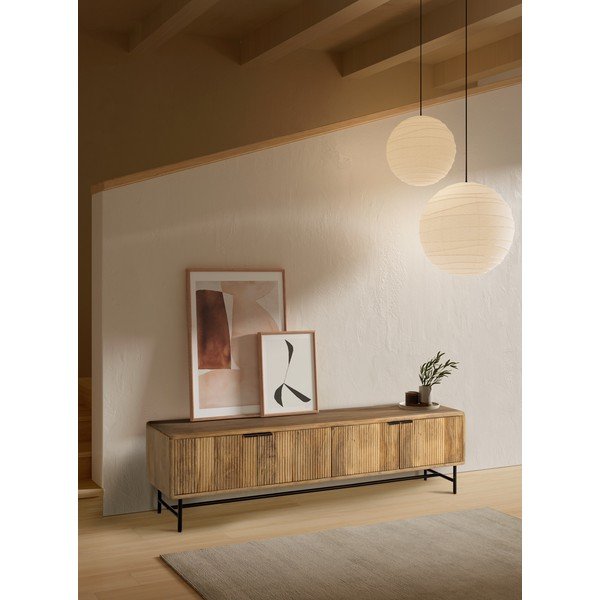 Natūralios spalvos iš mango masyvo TV spintelė 190x50x40 cm Mundra – MOME-image-1