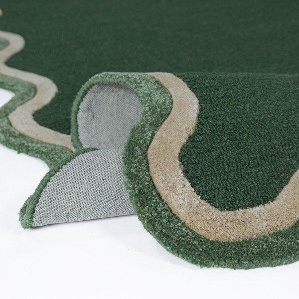 Rankų darbo tamsiai žalios spalvos iš vilnos mišinio kilimas 120x170 cm Rivo Wool – Flair Rugs-image-3