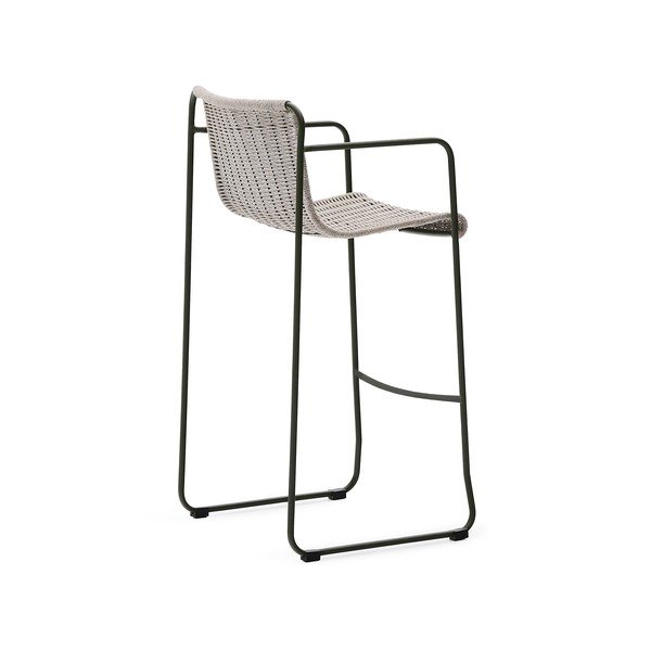 Pilkai žalios spalvos metalinė sodo baro taburetė Maurina – Kave Home-image-4