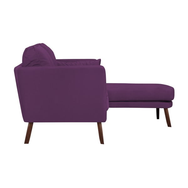 "Mazzini Sofas Elena" tamsiai violetinės spalvos trijų vietų sofa, su šezlongu dešiniajame kampe-image-3