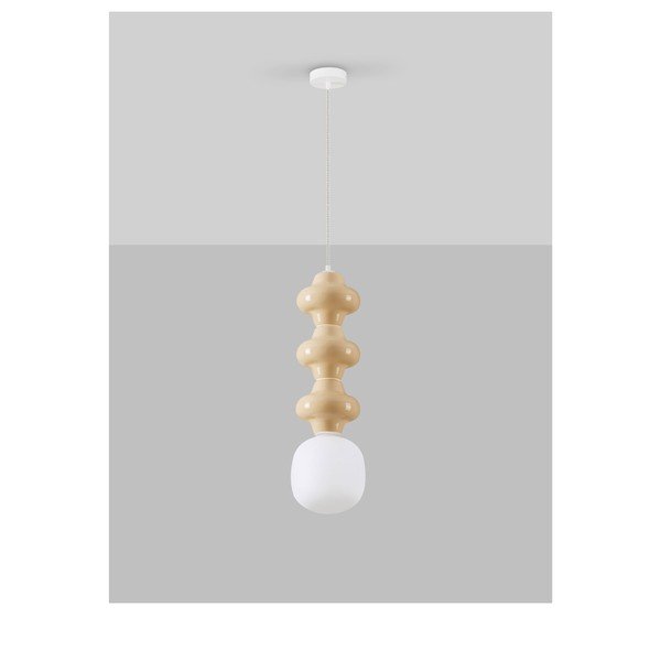 Baltos spalvos/kreminės spalvos iš keramikos kabantis šviestuvas ø 18 cm su stiklo gaubtu Clio – Nova Luce-image-3
