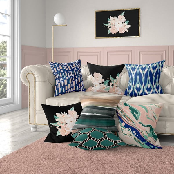 Mėlynos ir rožinės spalvos užvalkalas Mike & Co. NEW YORK Medaus meniškas, 43 x 43 cm-image-1