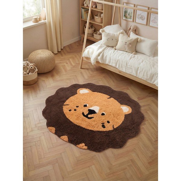 Skalbiamas/rankų darbo oranžinės spalvos/rudos spalvos iš medvilnės vaikiškas kilimas 112x120 cm Snuggle Lea – Hanse Home-image-1
