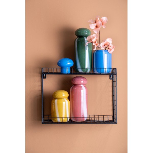 Juodos spalvos iš plieno kelių aukštų sieninė lentyna 40 cm Reja – PT LIVING-image-3