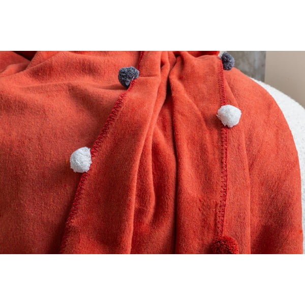 Raudonos plytų spalvos fleece tipo lovatiesė 150x200 cm Pom Pom – Mijolnir-image-3