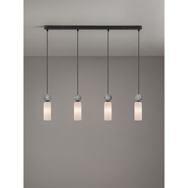 Matinės juodos spalvos iš akmens kabantis šviestuvas su stiklo gaubtu Filomena – Nova Luce-image-3
