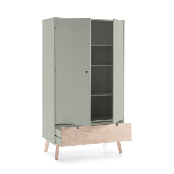 Žalia vaikiška spinta su pušies medienos kojomis Marckeric Kiara-image-3