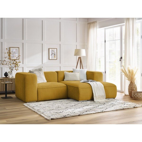 Iš boucle kampinė sofa ochros spalvos (su dešiniuoju kampu) Zephyr – Bobochic Paris-image-1