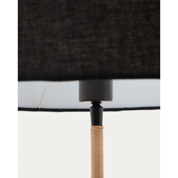 Juodos spalvos pastatomas šviestuvas (aukštis 160 cm) su tekstiliniu gaubtu Canar – Kave Home-image-3