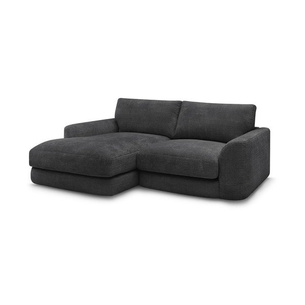 Juodos spalvos kampinė sofa iš šenilinio audinio (su kairiuoju kampu/su gultu) Leonore – Bobochic Paris