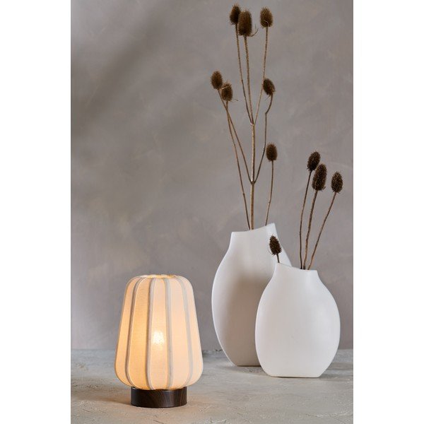 Baltos spalvos iš metalo stalinis šviestuvas (aukštis 29 cm) su tekstiliniu gaubtu Bibia – Light & Living-image-1