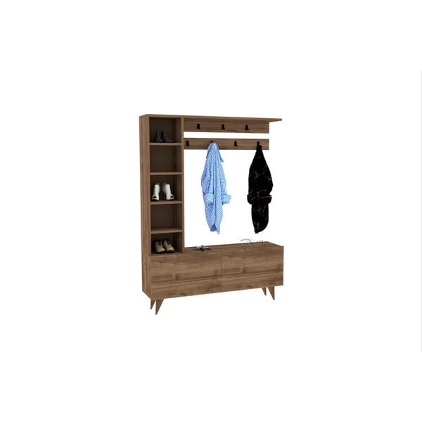 Natūralios spalvos riešutmedžio dekoro prieškambario komplektas Hale - Kalune Design-image-2
