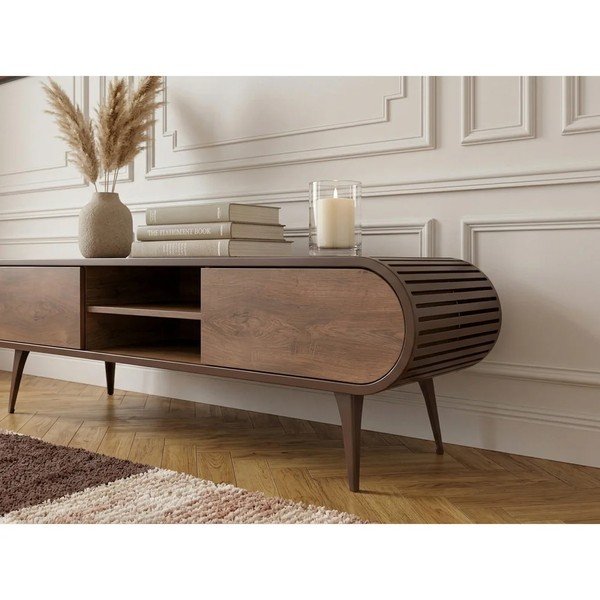 Natūralios spalvos TV spintelė iš ąžuolo 180x52x40 cm Billie – Bobochic Paris-image-4