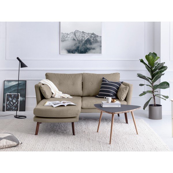 "Mazzini Sofas" Elena tamsiai smėlio spalvos trijų vietų sofa su kairiojo kampo šezlongu-image-1