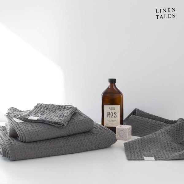 Tamsiai pilki rankšluosčiai ir vonios rankšluosčiai - 3 rinkiniai Honeycomb - Linen Tales-image-3