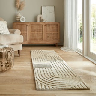 Smėlio spalvos vilnonis kilimas 60x230 cm Zen Garden - Flair Rugs