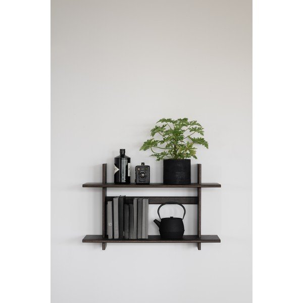 Tamsios natūralios spalvos kelių aukštų sieninė lentyna iš ąžuolo 75 cm Westlock – Rowico-image-1