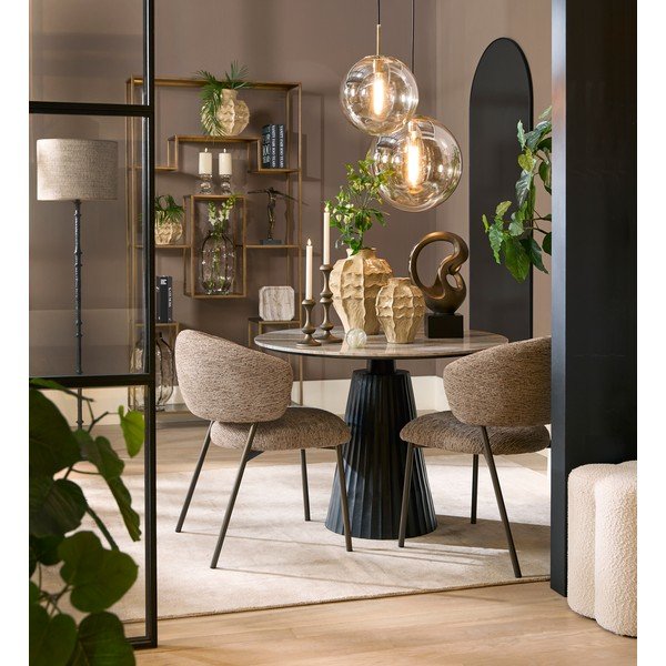Su marmuriniu stalviršiu apvalios formos valgomojo stalas ø 100 cm Rianne – Light & Living-image-1