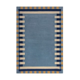 Rankų darbo iš vilnos kilimas mėlynos spalvos 160x230 cm Kai Wool Border – Flair Rugs