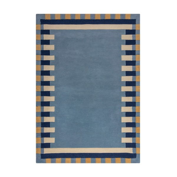 Rankų darbo iš vilnos kilimas mėlynos spalvos 120x170 cm Kai Wool Border – Flair Rugs