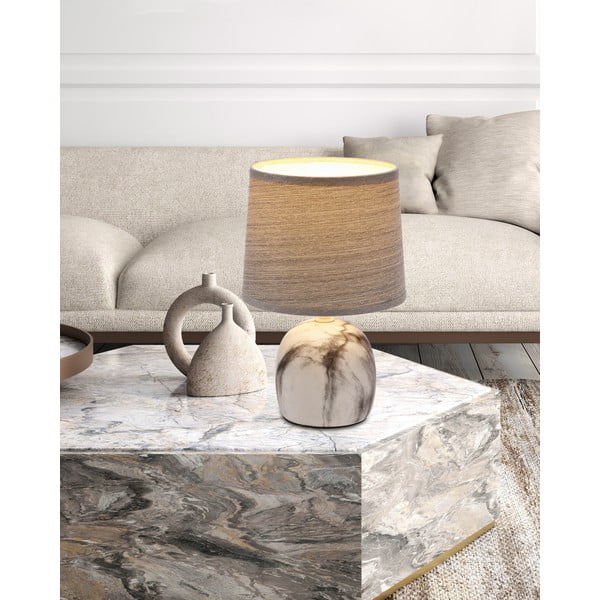 Stalinis šviestuvas šviesiai pilkos spalvos (aukštis 25 cm) su tekstiliniu gaubtu Adelina – Candellux Lighting-image-1