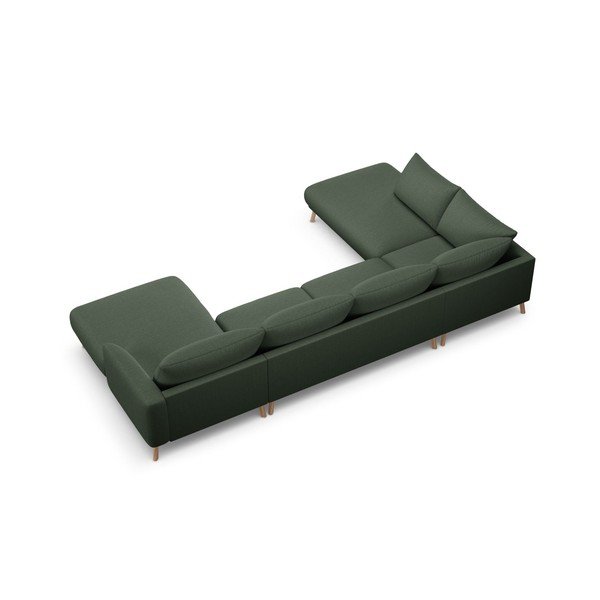 Žalios spalvos kampinė sofa („U“ formos) Naomi – Micadoni -image-3