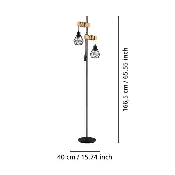 Pastatomas šviestuvas juodos spalvos/natūralios spalvos (aukštis 166,5 cm) TOWNSHEND 5 – EGLO-image-2