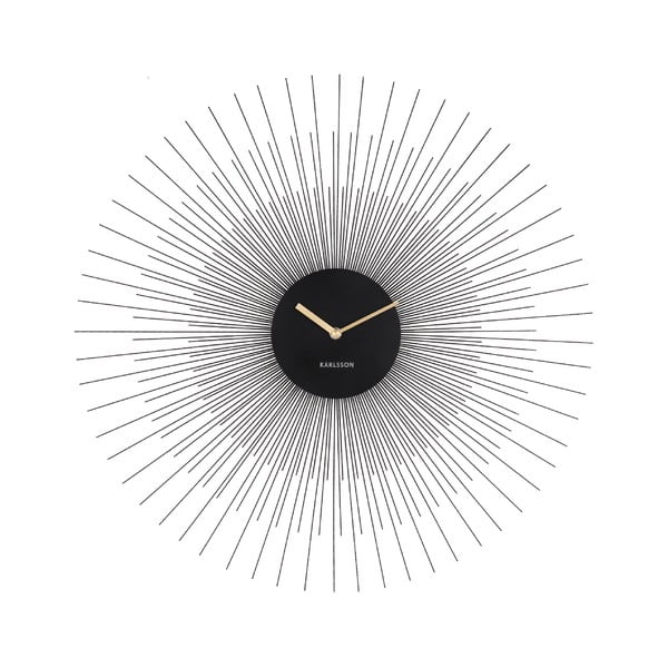 Juodas sieninis laikrodis Karlsson Peony Large, ø 60 cm