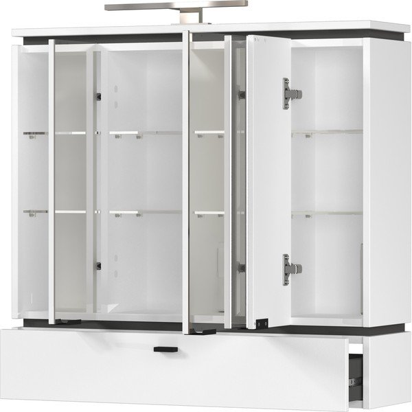 Balta vonios kambario spintelė su veidrodžiu ir apšvietimu 79x80 cm Modesto - Germania-image-2