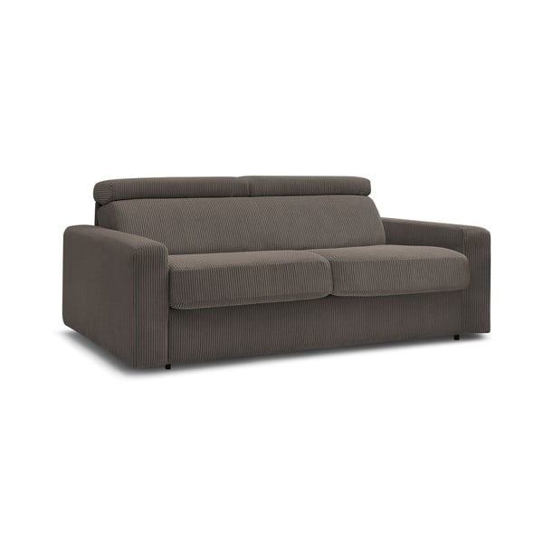 Iš kordinio velveto sulankstoma sofa pilkos spalvos/rudos spalvos 195 cm Monaco – Bobochic Paris-image-3