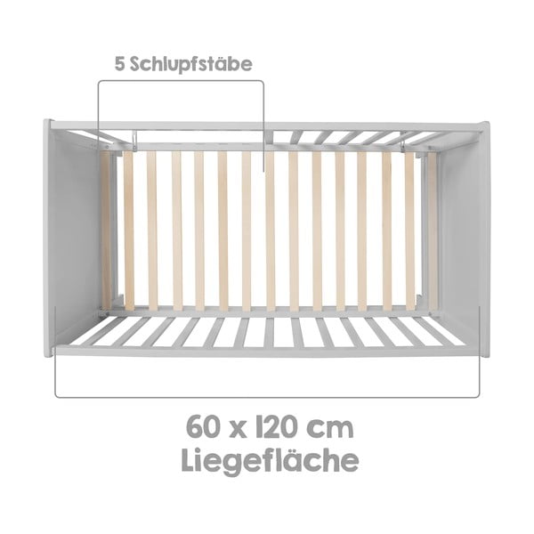 Vaikiška lovelė šviesiai pilkos spalvos 60x120 cm – Roba-image-4