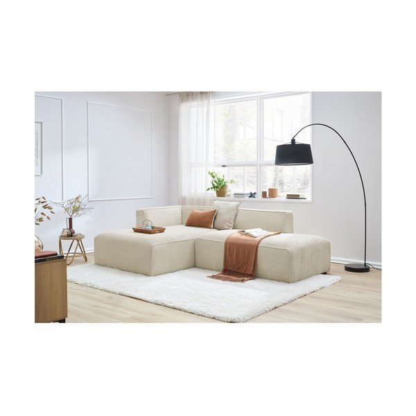 Smėlio spalvos iš kordinio velveto modulinė kampinė sofa (su kairiuoju kampu/„L“ formos) Megeve – Bobochic Paris-image-1