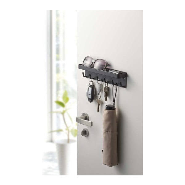 Juodas sieninis raktų laikiklis su lentyna YAMAZAKI Smart-image-1