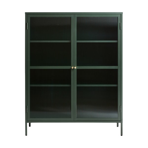 Žalios spalvos metalinė vitrina Unique Furniture Bronco, aukštis 140 cm