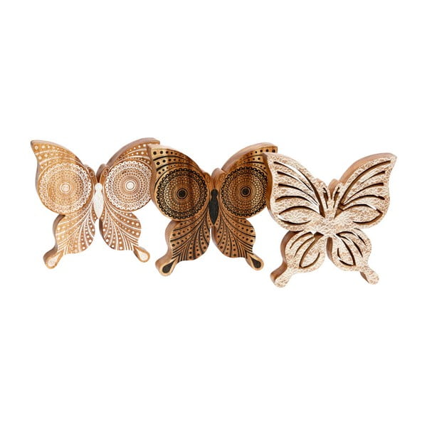 3 medinių dekoratyvinių statulėlių rinkinys "Hübsch Butterflies