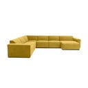Geltonos spalvos aksominė modulinė U formos sofa Scandic Sting, dešinysis kampas