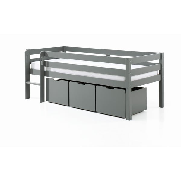 Pilka paaukštinta vaikiška lova Vipack Pino, 90 x 200 cm-image-2