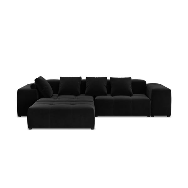 Juodo aksomo kampinė sofa (kintama) Rome Velvet - Cosmopolitan Design