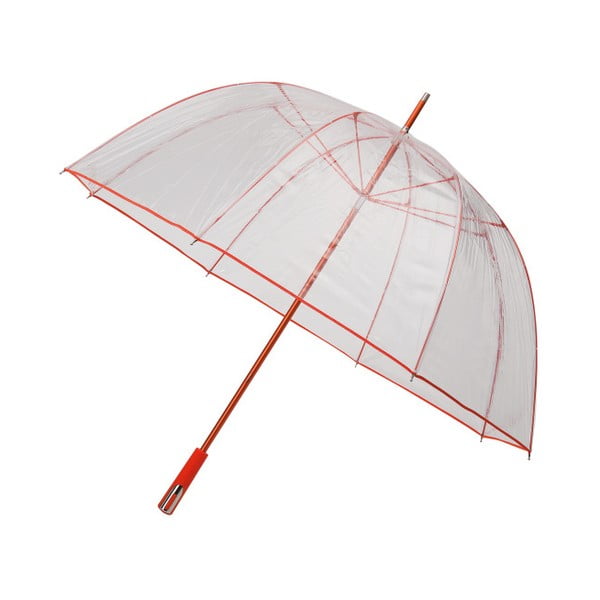 Skaidrus golfo skėtis su raudonomis detalėmis "Ambiance Birdcage Ribs", ⌀ 111 cm