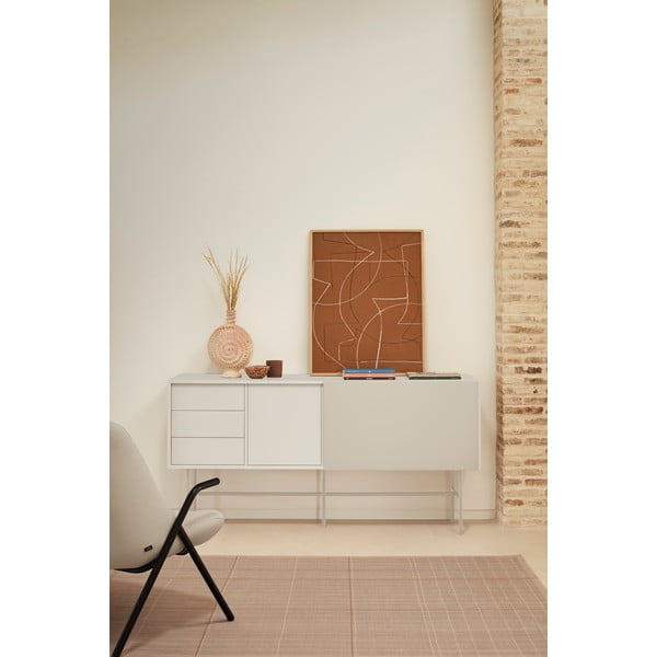 Žema šoninė spintelė smėlio spalvos/kreminės spalvos su stumdomomis durimis 180x91 cm Nube – Teulat-image-1